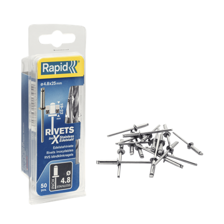Rivetti Ciechi Rapid Acciaio Inossidabile diametro 4,8 x 25mm 50 Pezzi