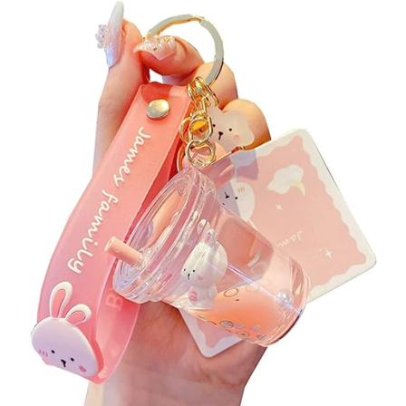 Söt Djur Flytande Kawaii Nyckelring Ryggsäck Hänge Charm Armband Nyckelring för Flickor Kvinnor