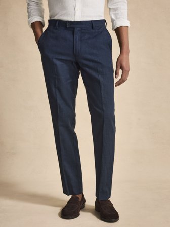 John Henric Men's Navy Blue Linen Cotton Trousers Size 46