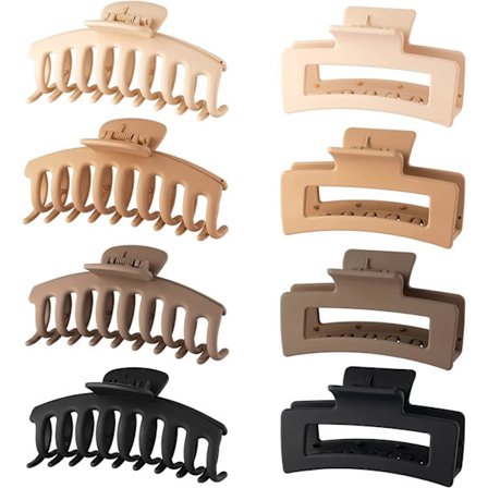 Frosted - 8-pak store hårklemmer, skridsikre hårklemmer, klohår