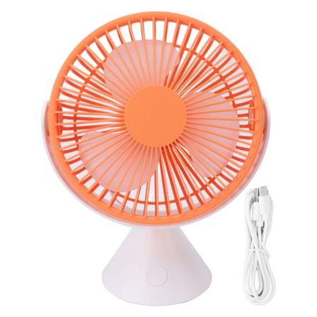 Mini skrivebordsventilator med krog USB genopladelig 3 hastigheder vind stille 360° rotation til hjem sovesale kontorer camping orange
