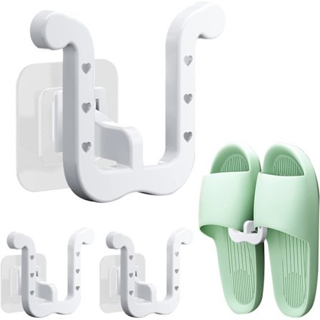 3 stk. tøffelstativ (hvit) Ingen boring Baderom tøffelholder Kroker Multifunksjonell skooppbevaring for skapdør Inngangsparti Baderom