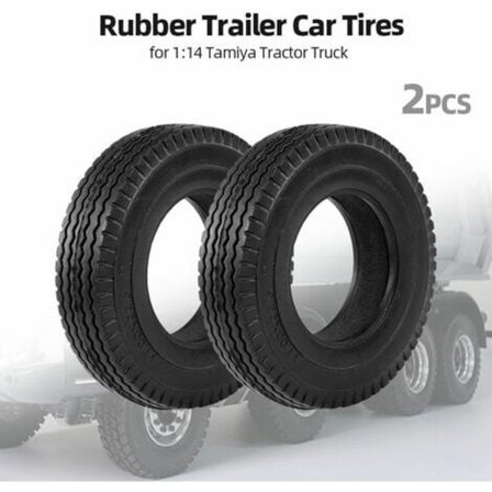 2 st Trailerbil Däck i Gummi för 1:14 Tamiya Traktor Lastbil RC Trailer Klättring