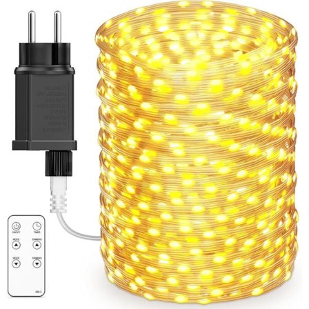 1000 LED Lyskæde, 100m Udendørs Lys med 8 Modes IP44 Vandtæt Varm Hvid [Energiklasse E]