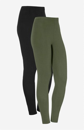 Cellbes of Sweden - Leggings i bomuld 2-pack i mørkegrøn + sort til damer i størrelse 42/44