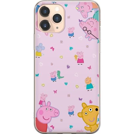 Kompatibelt Mobildeksel til Apple iPhone 11 Pro Peppa Gris med en baby i armene, mamma gris motiv i fargerik og myk barneillustrasjon med hjerter