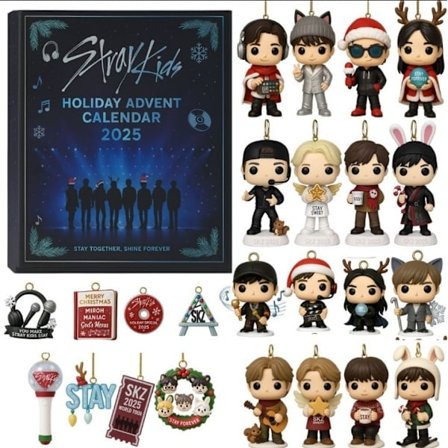 Stray Kids Julekalender Julegave i form af en 2D flad akryl charm Den ultimative julegave til Stray Kids fans -FF-