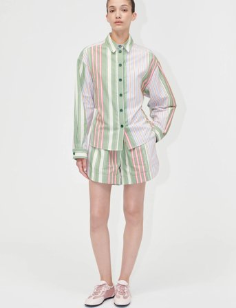 STINE GOYA 2363 Striped Cotton, Oversized Util - Green - XL
