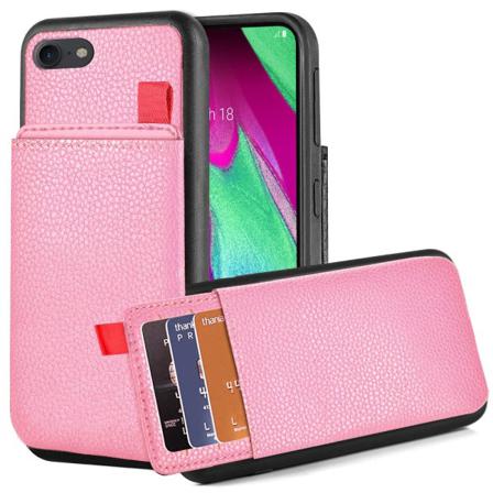 Iphone 7 - Skal Med Dolt Kortfack / Korthållare - Rosa Rosa