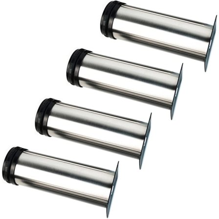 4X Møbelben, Justerbare Føtter Møbelben - Krom Metall