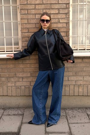 NA-KD Jean long ample à taille basse - Jeans taille basse - Bleu - EU 40