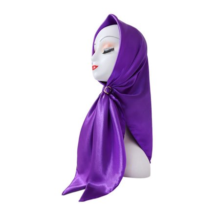 Huvudduk, stor fyrkantig scarf, enfärgad silkesscarf, dam simulerad sidenfärg, satinsatin, centralasiatisk scarf