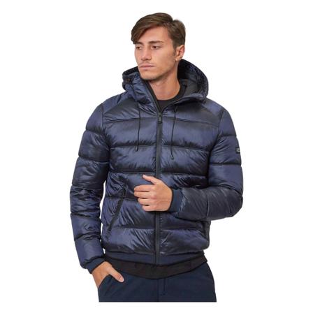 YES ZEE Logo-Patch Quilted Jacket , Blauw , Heren , Maat: 2XL