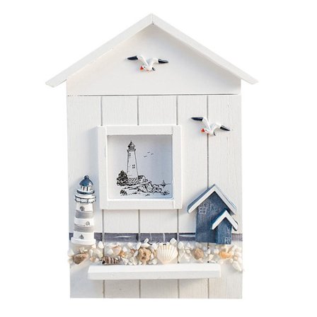 Veggopphengt nøkkeloppbevaringsboks i tre, praktisk diverseholder