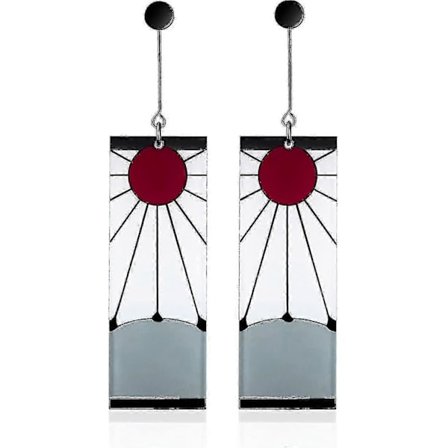 925 Sterling Sølv Tanjiro Øreringe, anime Demon Slayer Cosplay Tanjiro Sorte Øreringe Øreclips Kimetsu No Yaiba Hanafuda Halloween Til Mænd Kvinder 