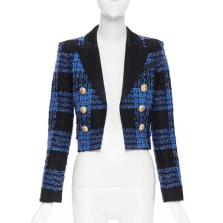 Balmain Pre-owned, Pre-owned Fabric outerwear Blauw, Dames, Maat:S