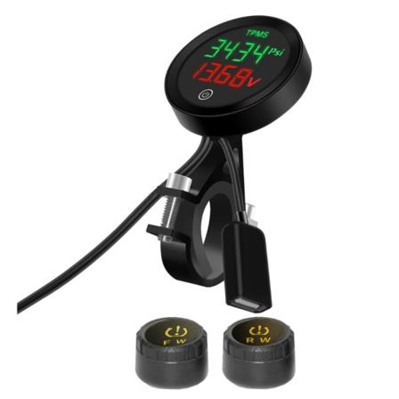 Vattentät Motorcykel Däcktrycksövervakningssystem Trådlös sensor LED Display Motorcyklar Set