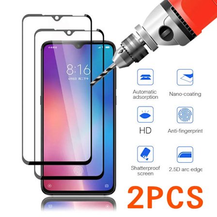 2PCS Full Cover Härdat Glas För Xiaomi Redmi 9 Skärmskydd Glas