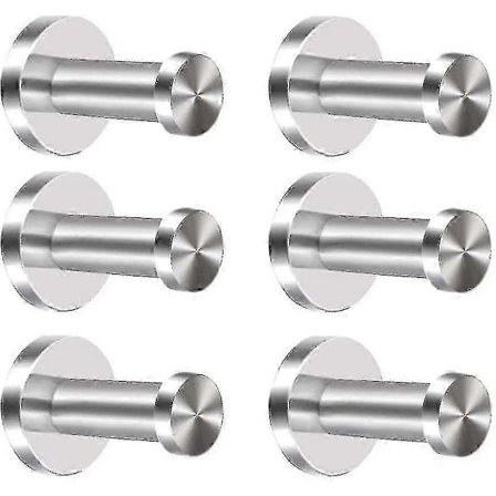 Krok 6 stk 304 Rustfritt Stål Kleskroker Veggmonterte Dørkroker Krom Sylinder Håndklekrok Kraftig p