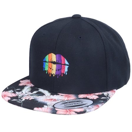 Iconic - Preto snapback Boné - Rainbow Lips Black/Floral Snapback @ Hatstore