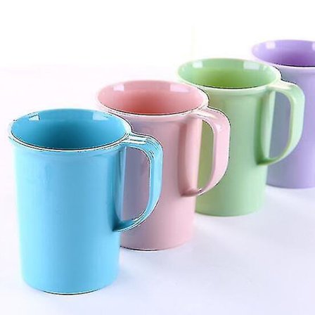 4 Okrossbara Kaffemuggar i Plast med Handtag (4 Färger, 301-400ml) - Kompatibla med Olika Märken[JSR]‘-FY