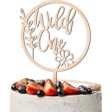 Wild One Blomstertårtdekoration, Wild One Cupcake-dekoration i trä, Blomstertårtdekoration (FMY)