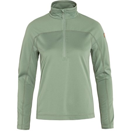 Fjällräven Women's Abisko Lite Fleece Half Zip in Misty Green, Recycled Polyester | Size: XS