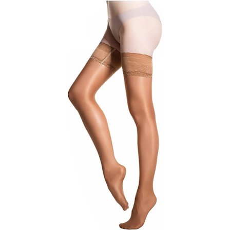 8d Skinnende Blonde Hold Ups Glatte Gennemsigtige Smukke Ben Lårhøje Nylonstrømper