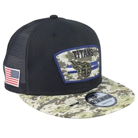 New Era - NFL Black trucker Czapka Z Daszkiem - Tennessee Titans NFL21 Salute To Service 9FIFTY Black/Camo Trucker @ Hatstore