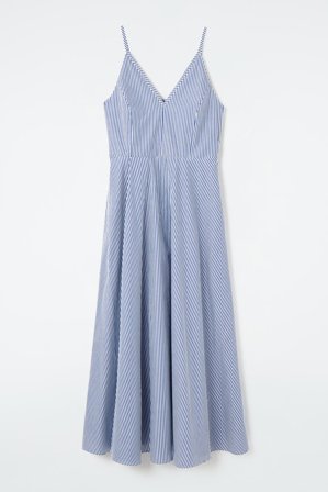 COS Women's Striped A Line Midi Dress in Blue