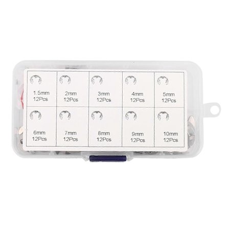 120 stk 304 rustfritt stål E-klips skive sortimentsett Circlip låsering for aksel feste