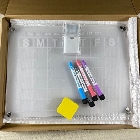 Akryl magnetisk kalender til køleskab, 16"x12" sæt med 2 klare tør-slet