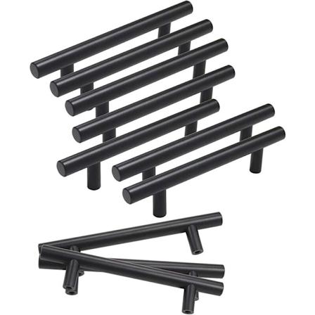 10 stk Svart skap Drag T-formet Hollow Pull Rod Håndtak, kjøkkenskap Hullavstand: 96mm 10*150*96