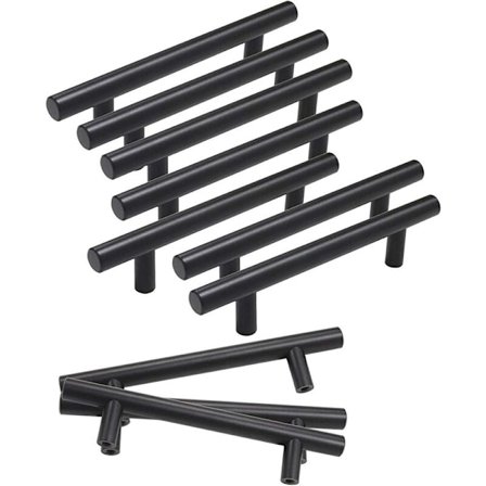 10 stk. Sort skabshåndtag T-formet hul håndtag, køkkenskab hul afstand: 96mm 10*150*96