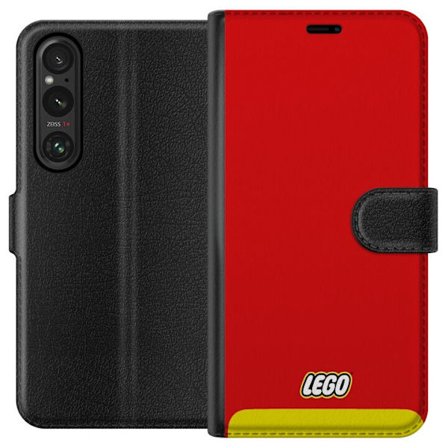 Kompatibelt Plånboksfodral till Sony Sony Xperia 1 VI Lego Röd Gul Poster Byggklossar Officiell Logotyp Leksaker Retro Vintage Design Klassiskt Leks