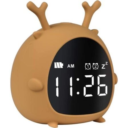 ZKIAH Sød Digital Alarmur til Børn med Nedtælling Snooze 2 Alarmer Display Stemmestyring Genopladeligt Ur