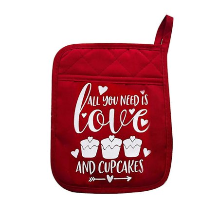 Tyuhe Valentinsdag Grydelap Varmebestandig Hængeløkke Multipurpose Tykkere Anti-skoldning Ovn Vante Mikrobølgeovn Handske Sjovt Køkken Bageudstyr [HK]
