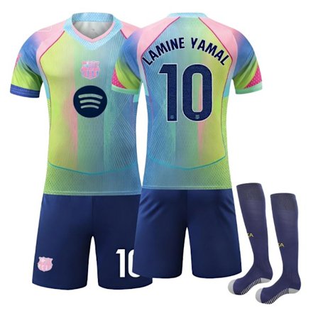 Barcelona Lamine Yamal #10 2025/2026 Erikoisversio Lyhythihainen Lasten Jalkapallopaita/Shortsit/Sukat Setti Nuorten Lasten Koot