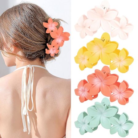 4 STK Blomsterhårklemmer Søde Klohårklemmer til Kvinder Store Plumeria Hårklemme, Hawaiianske Klohårklemmer