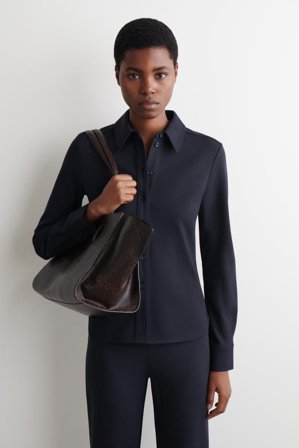 COS Frauen Hemd Aus Jersey in Blau