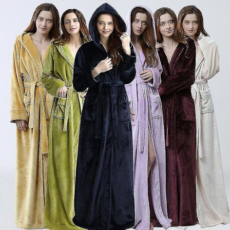 Kvinnor Män Vinter Plus Size Flanellrock Extra lång Huva Varm Morgonrock Lovers Tjock Kimono Badrock Man Morgonrock Robes