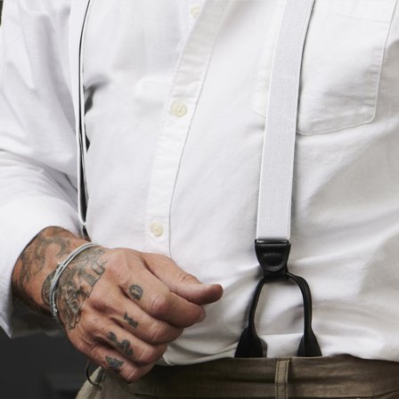 Tirantes finos para botones en blanco para hombres - Tirantes para botones