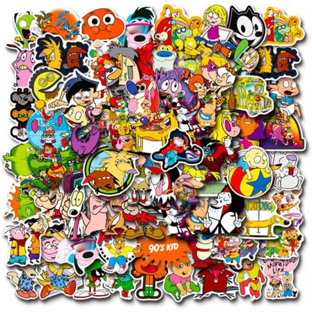IC 90'er Tegneserie Klistermærker 100 stk Vinyl Vandtætte Klistermærker til Laptop, Bumper, Skateboard, Vandflasker, Computer, Telefon, Tegneserie