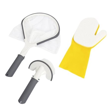 3-i-1 rengøringssæt til spabade med net, børste og rengøringshandske