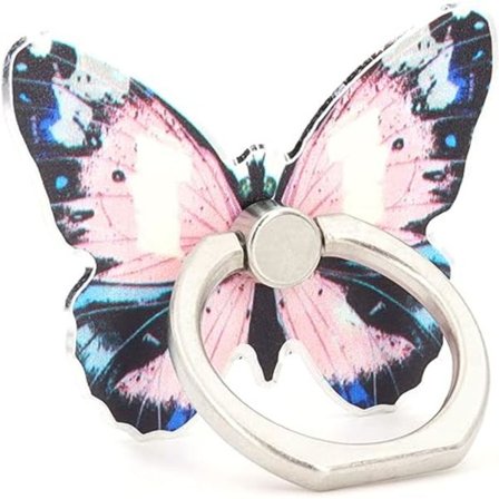 Fjärilsmobilringhållare Fingergrepp Stativ 360° Rotation 180° Vändbar Universal Stativ Kompatibel med Alla Smartphones (Mörkblå)