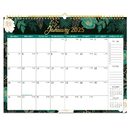 Kalender 2026, fra januar - december, store linjerede blokke, perfekt til planlægning og organisering til hjemmet eller kontoret, 37,6 x 29 cm