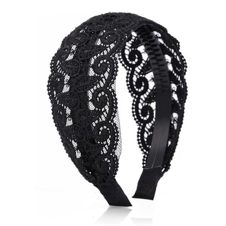 Naisten hiusnauha liukumattomin hampailla, leveä sivu, pitsi, hiuskoriste, tyyli