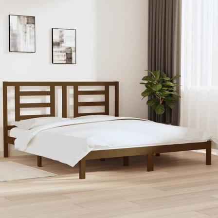 Vidaxl Sängram Honungsbrun Massivt Trä 180x200 Cm Brun