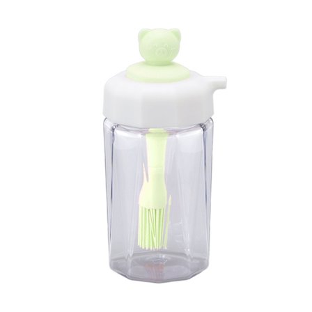 Silikonoljedispenser med børste, trykkdesign, dobbelt formål for hjemmekjøkken, gressgrønn