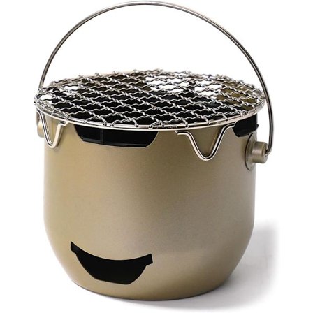 Bærbar kulgrill - Mini grill i rustfrit stål - Lille udendørsgrill til camping, have, campingvogn og picnic (Grøn)